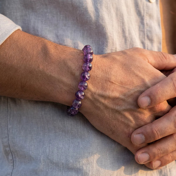 Vieux Bracelet Fantaisie Avec Pierres Améthyste - Style Chaîne, Vintage