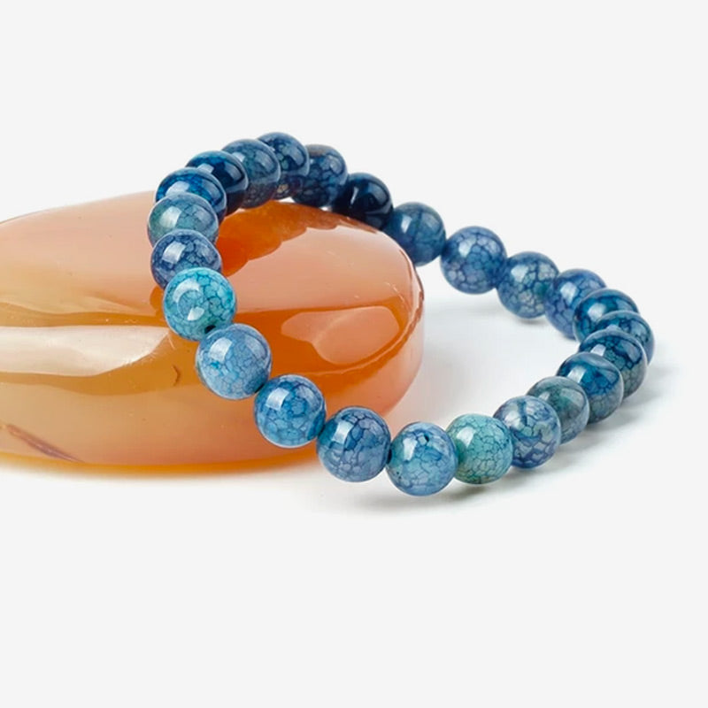Bracelet en Agate Bleue Craquelée - Énergie - Boutique Namaste