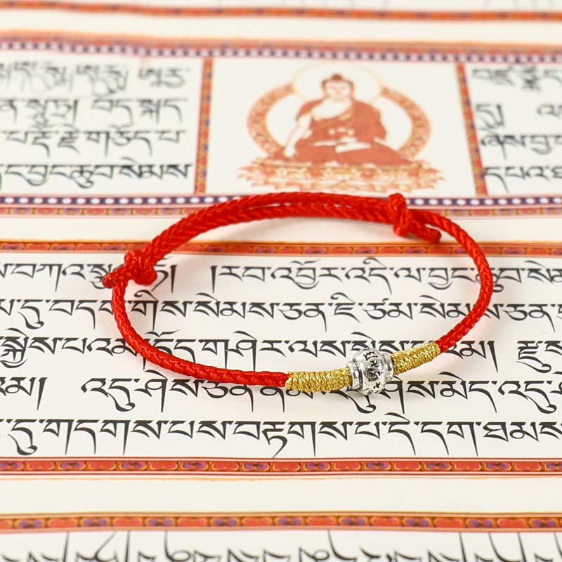 Bracelet Tibétain Mantra Om Rouge