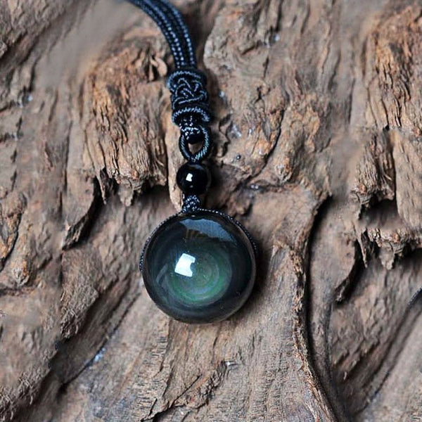 Pendentif obsidienne œil céleste : pierre de protection puissante