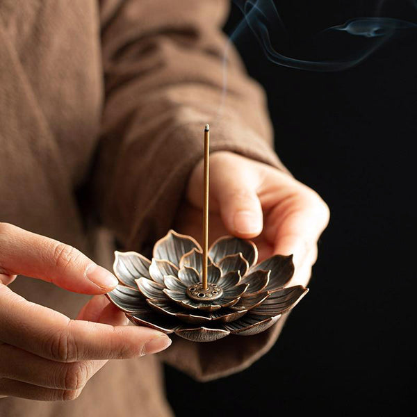 Porte-encens En Bois Gravé Fleur De Vie Avec Réceptacle - Neuf Avec étiquettes