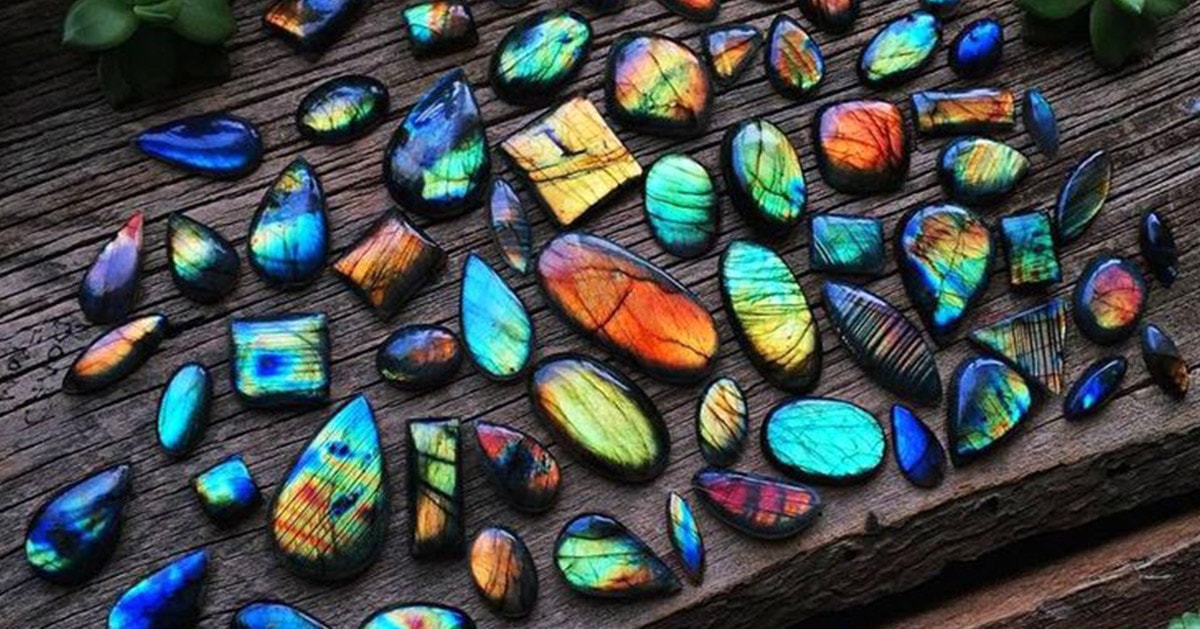 Cabochons de Labradorite aux reflets bleus, verts et dorés