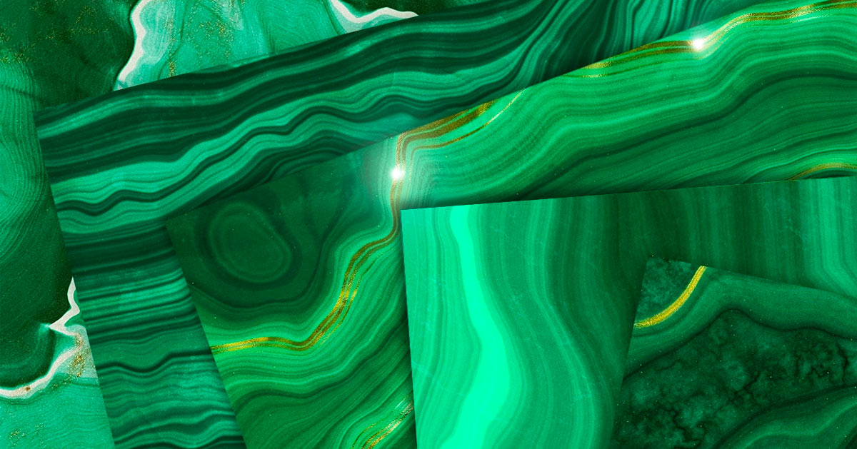 Malachite polie aux bandes vertes concentriques
