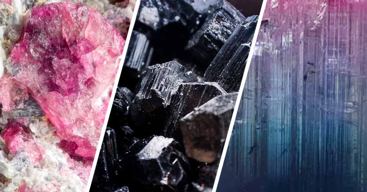 Tourmalines rose, noire et bicolore