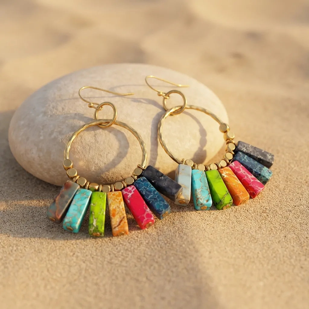 Boucles d'oreilles 7 Chakras "Bohème"