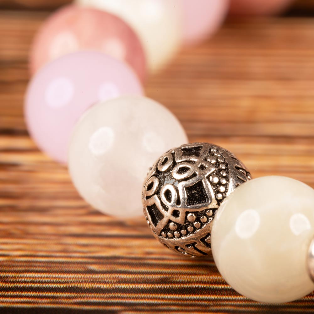 Bracelet amour de soi — Quartz Rose, Pierre de Lune, Rhodochrosite