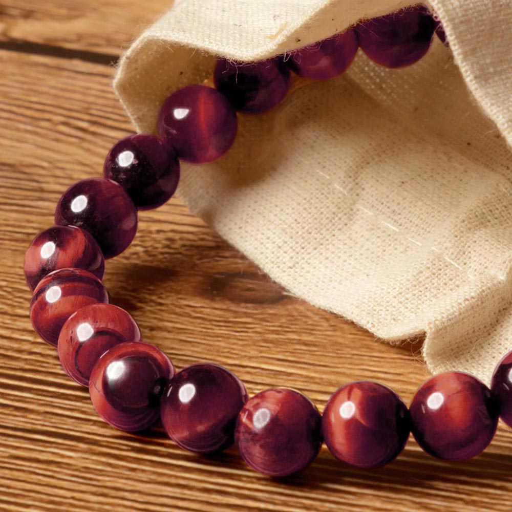 Bracelet en Oeil de Tigre Rouge (Oeil de Boeuf)