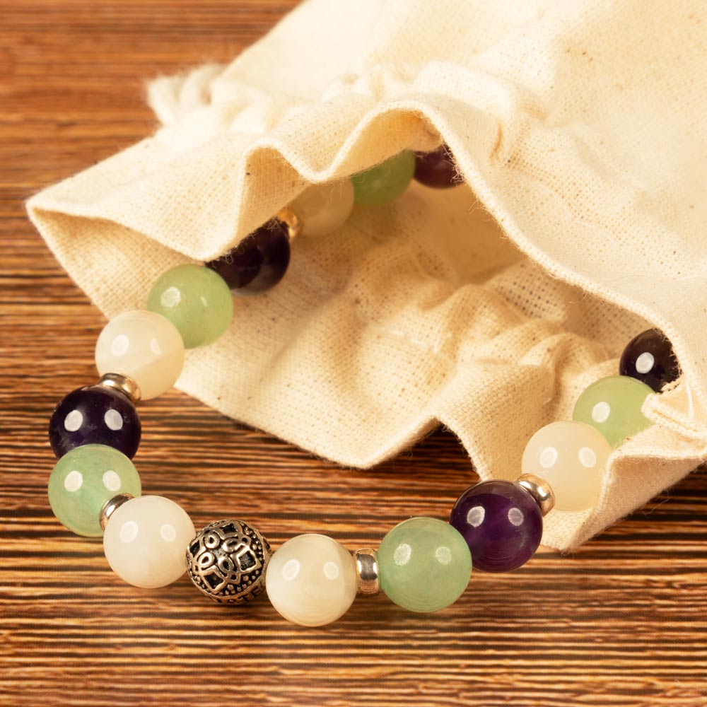 Bracelet Maman Zen — Pierre de Lune, Aventurine, Améthyste