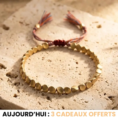 Bracelet "Bouclier Tibétain" en Perles de Cuivre