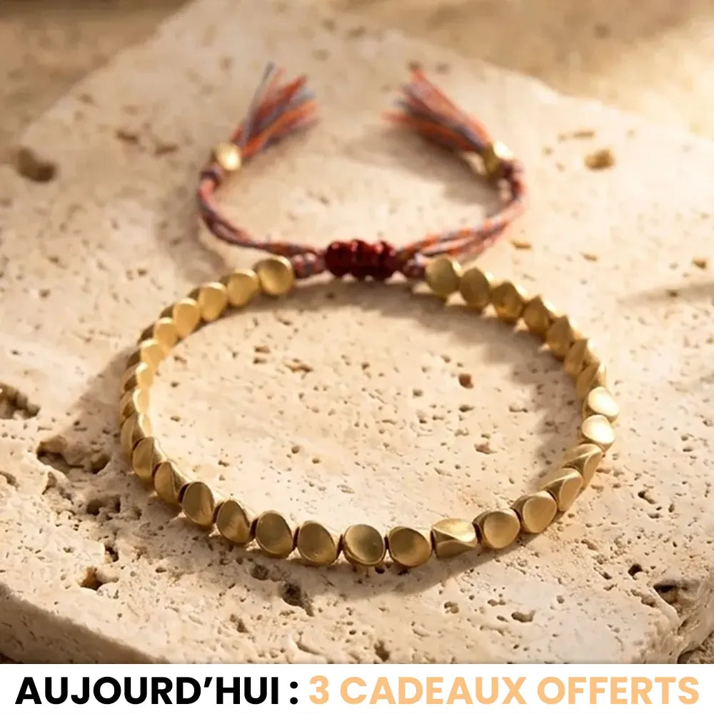 Bracelet "Bouclier Tibétain" en Perles de Cuivre