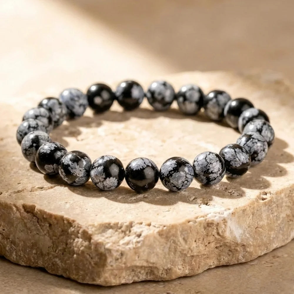 Bracelet en Obsidienne Flocon de Neige