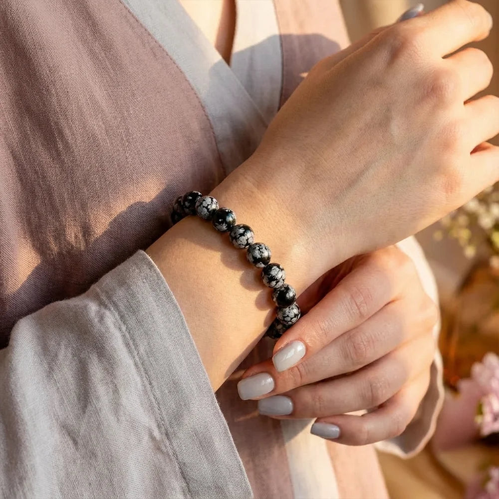 Bracelet en Obsidienne Flocon de Neige