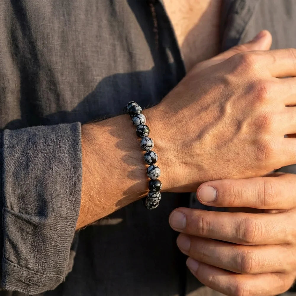 Bracelet en Obsidienne Flocon de Neige