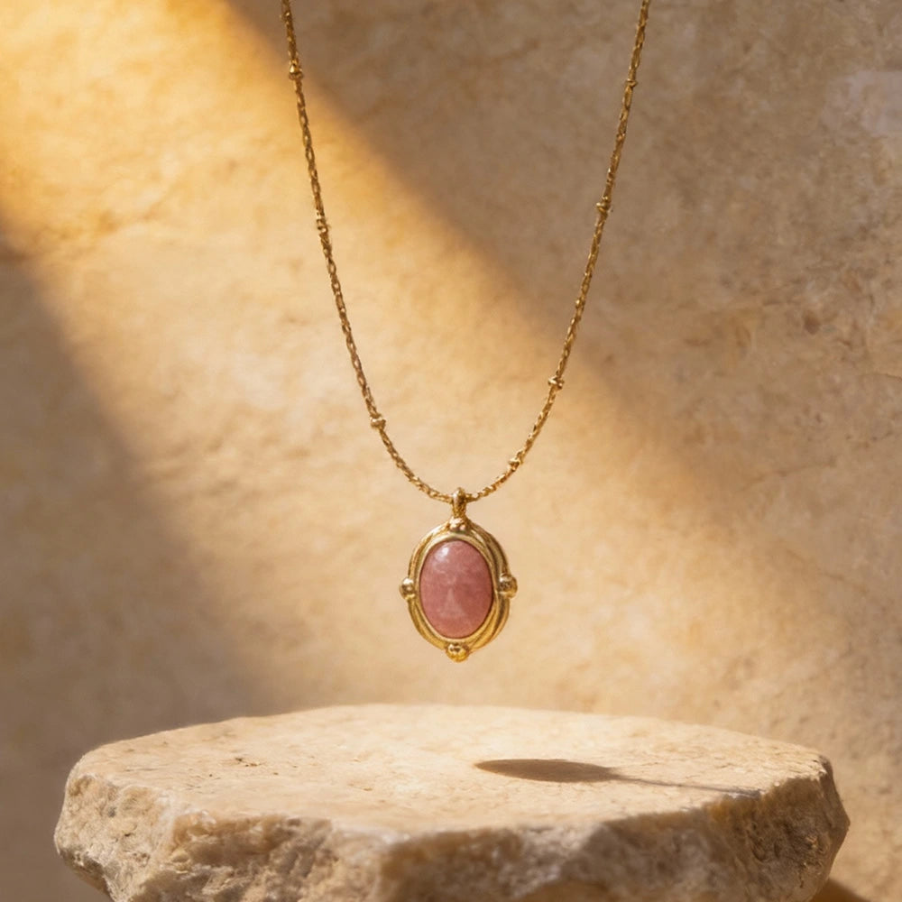Collier "Ava" en Quartz Fraise