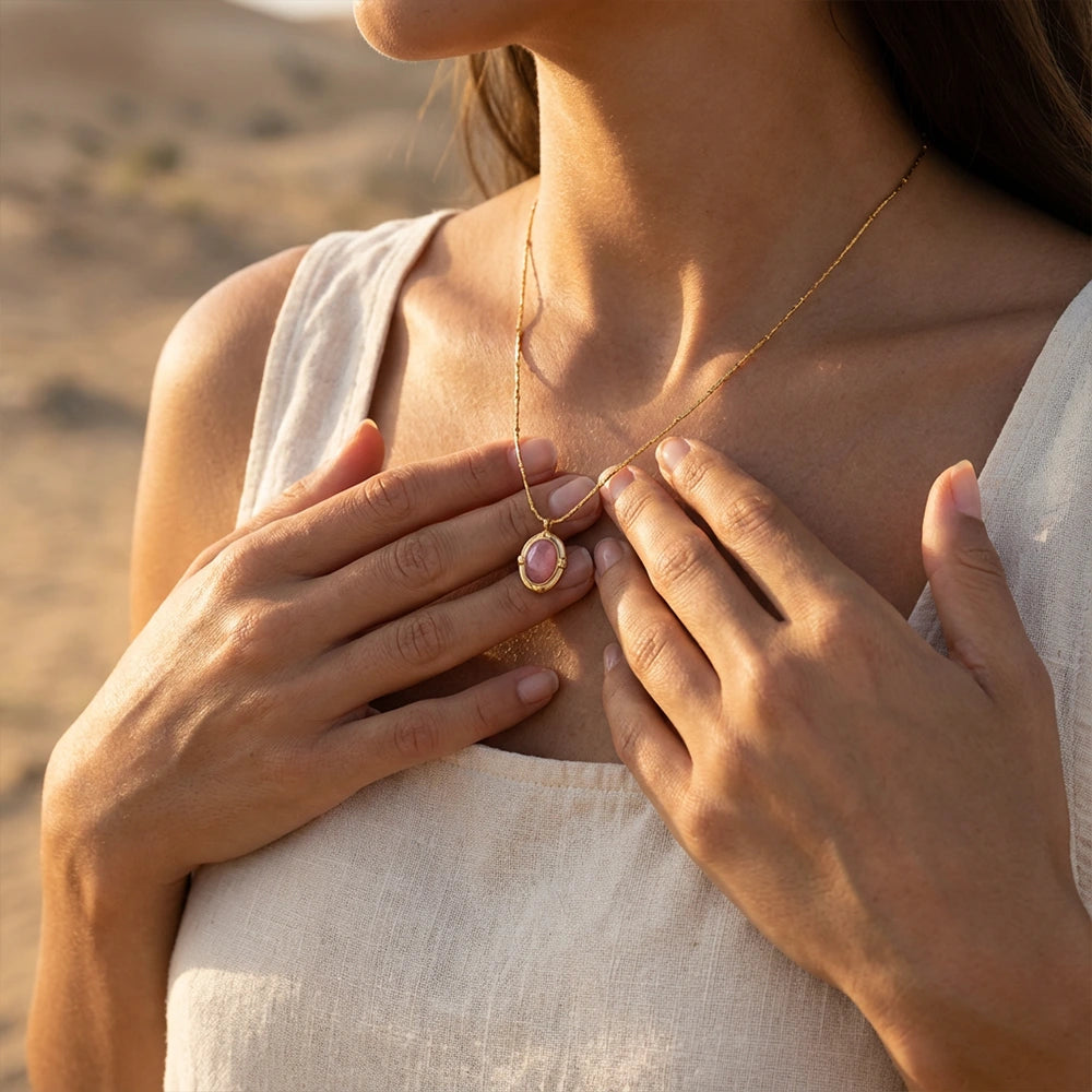 Collier "Ava" en Quartz Fraise