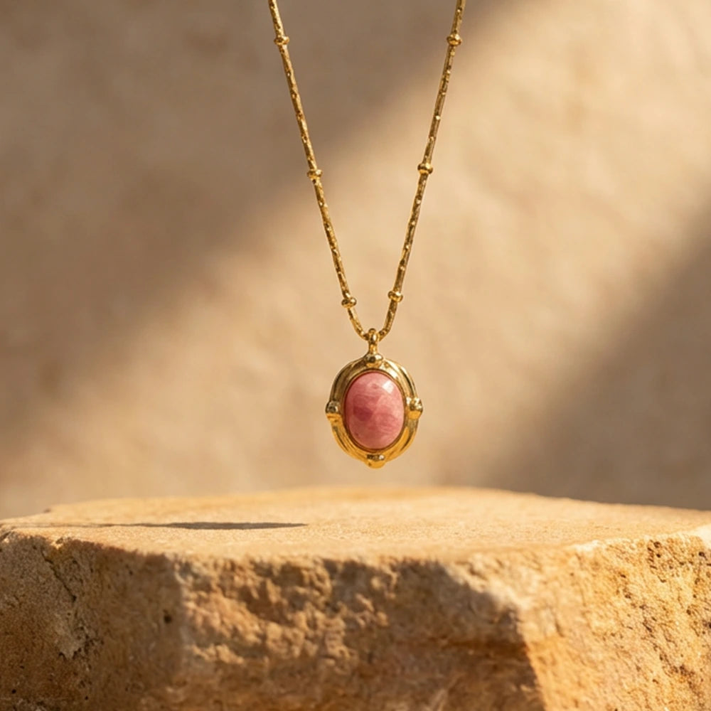 Collier "Ava" en Quartz Fraise