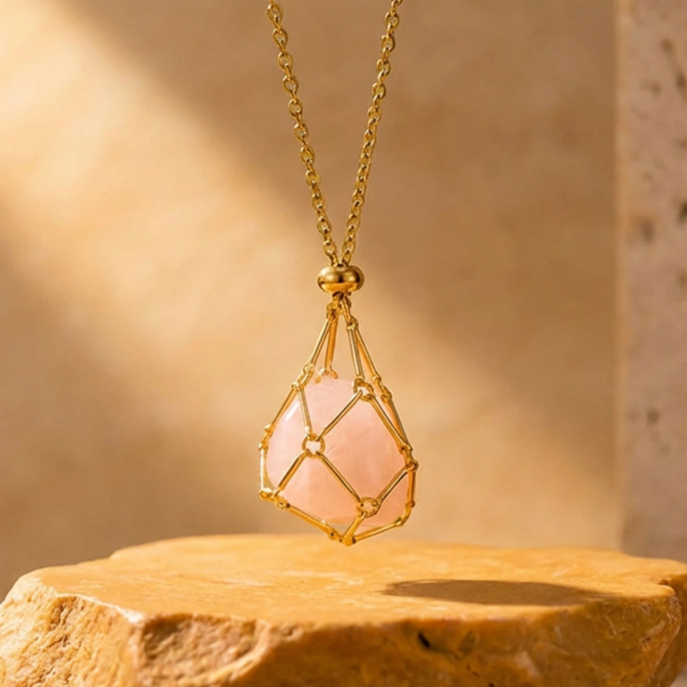 Collier Porte-Pierres "Déesse" - Quartz Rose Offert