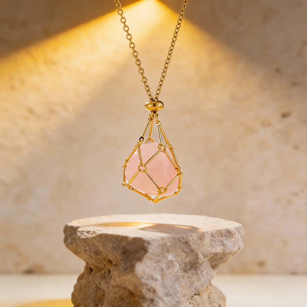 Collier Porte-Pierres "Déesse" - Quartz Rose Offert
