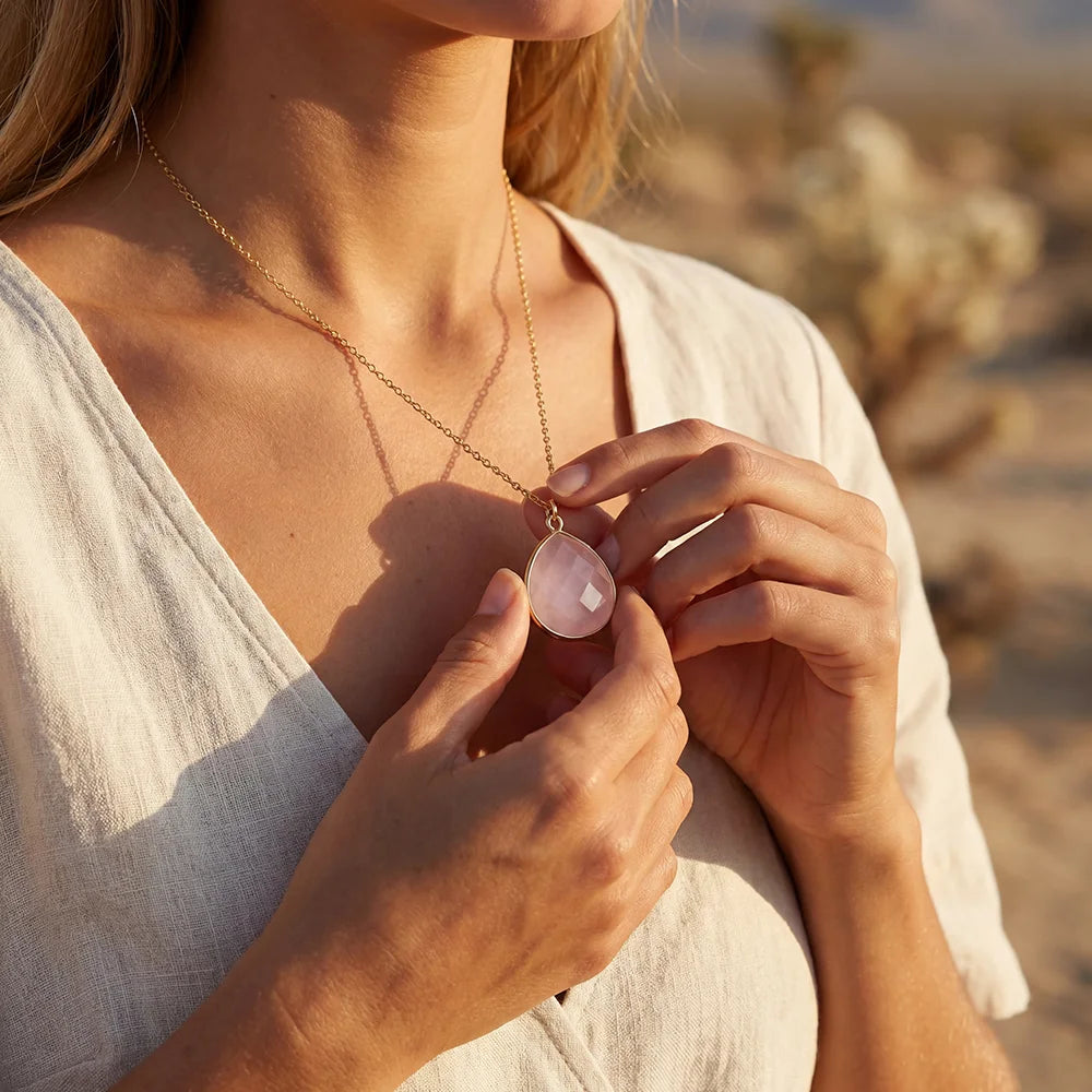 Collier "Bulle de Tendresse" en Quartz Rose