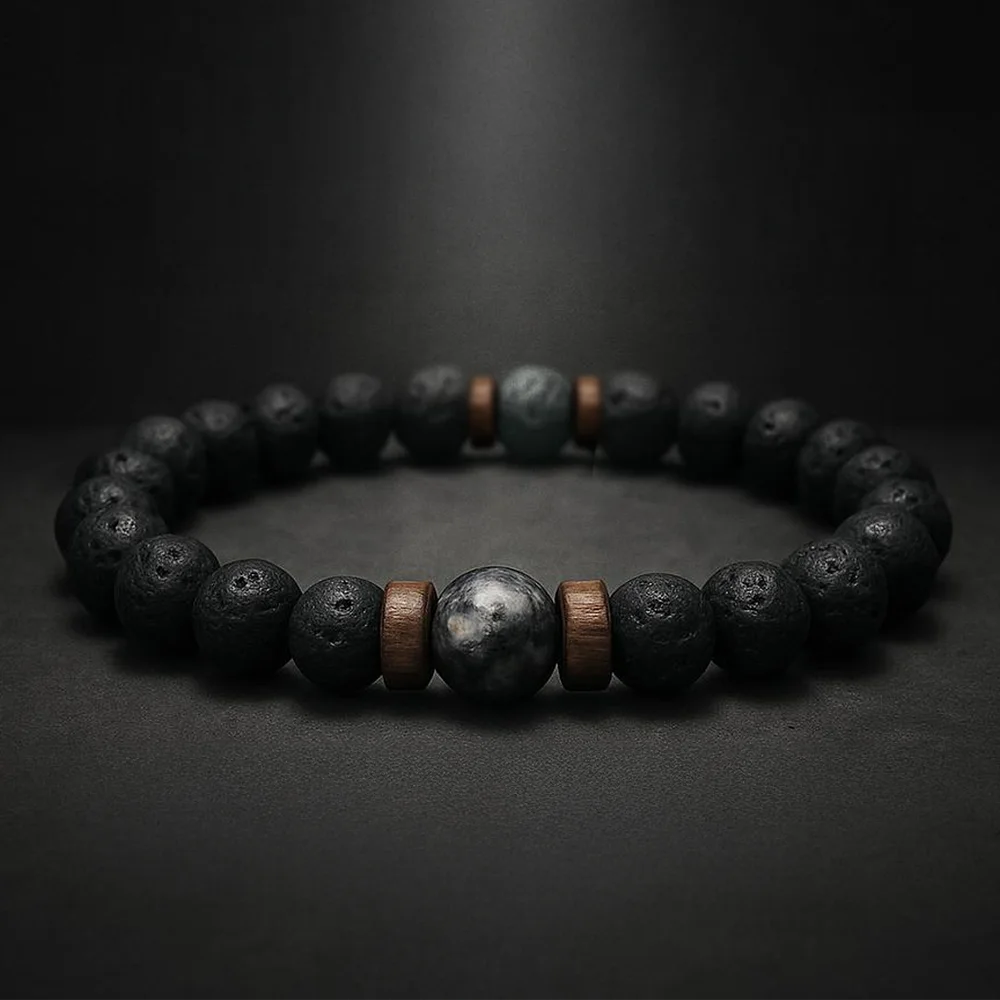 Bracelet "L'Homme" en Pierres de Lave