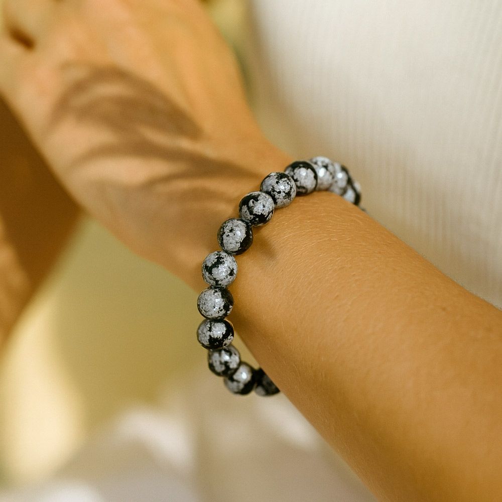 Bracelet en Obsidienne Flocon de Neige