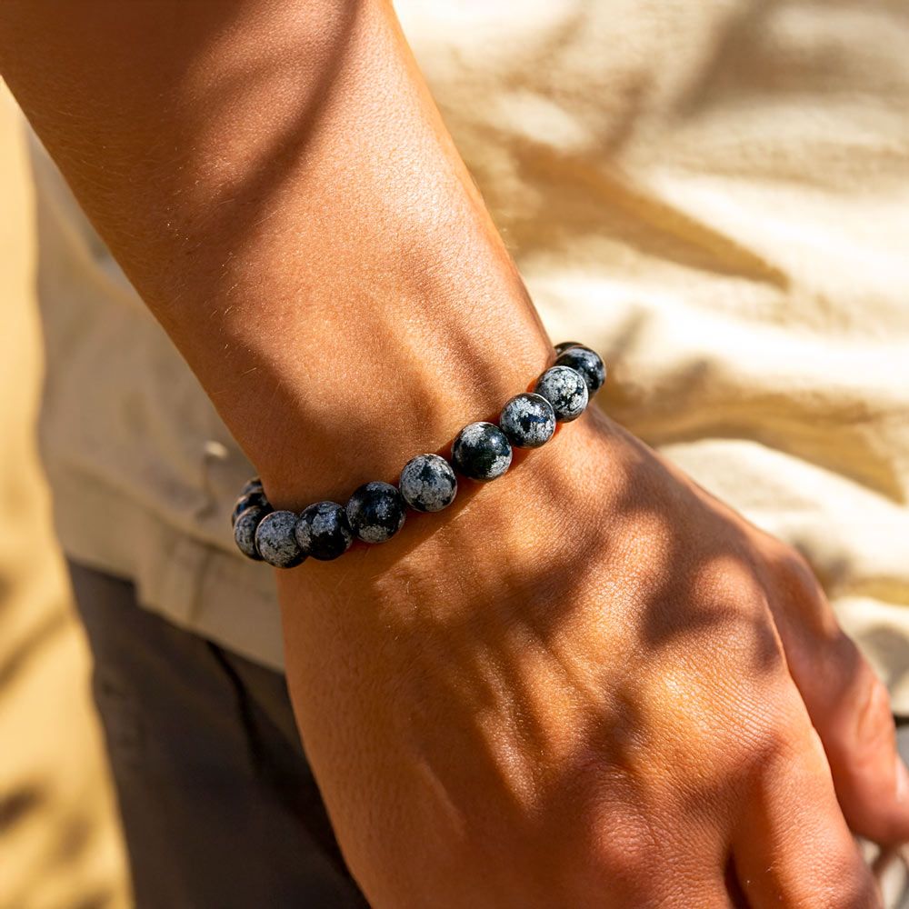 Bracelet en Obsidienne Flocon de Neige