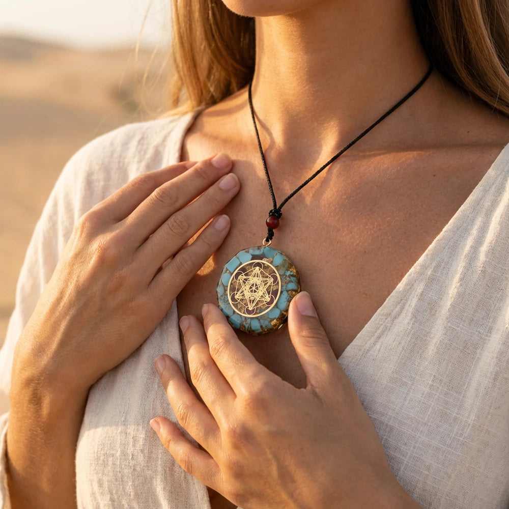 Pendentif Orgonite "Cube de Métatron"
