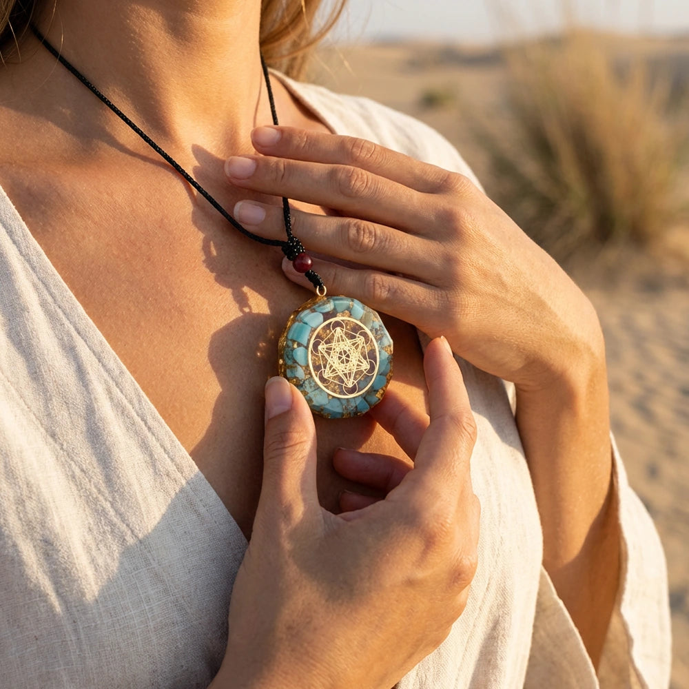 Pendentif Orgonite "Cube de Métatron"