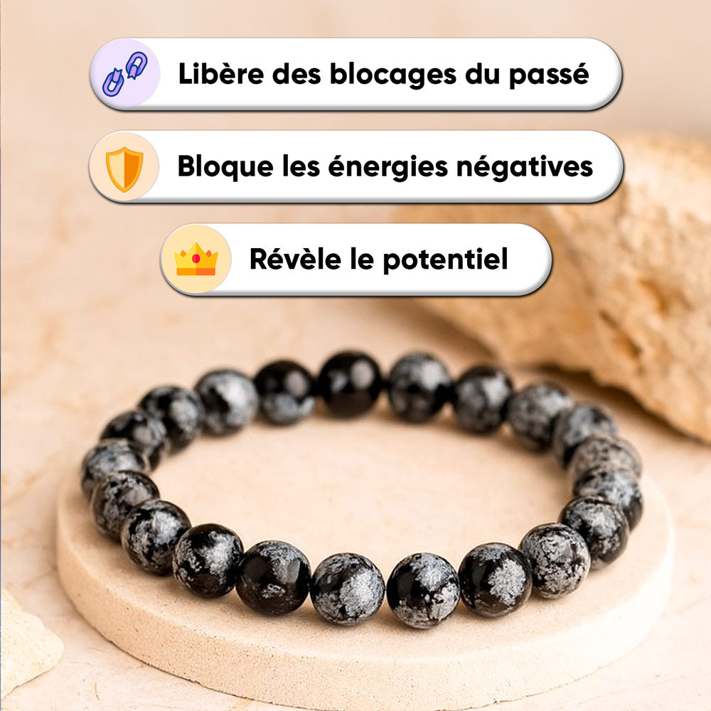 Bracelet en Obsidienne Flocon de Neige