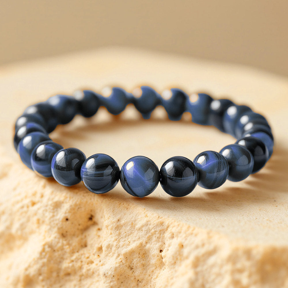 Bracelet en Oeil de Tigre Bleu (CADEAU DE NOËL)