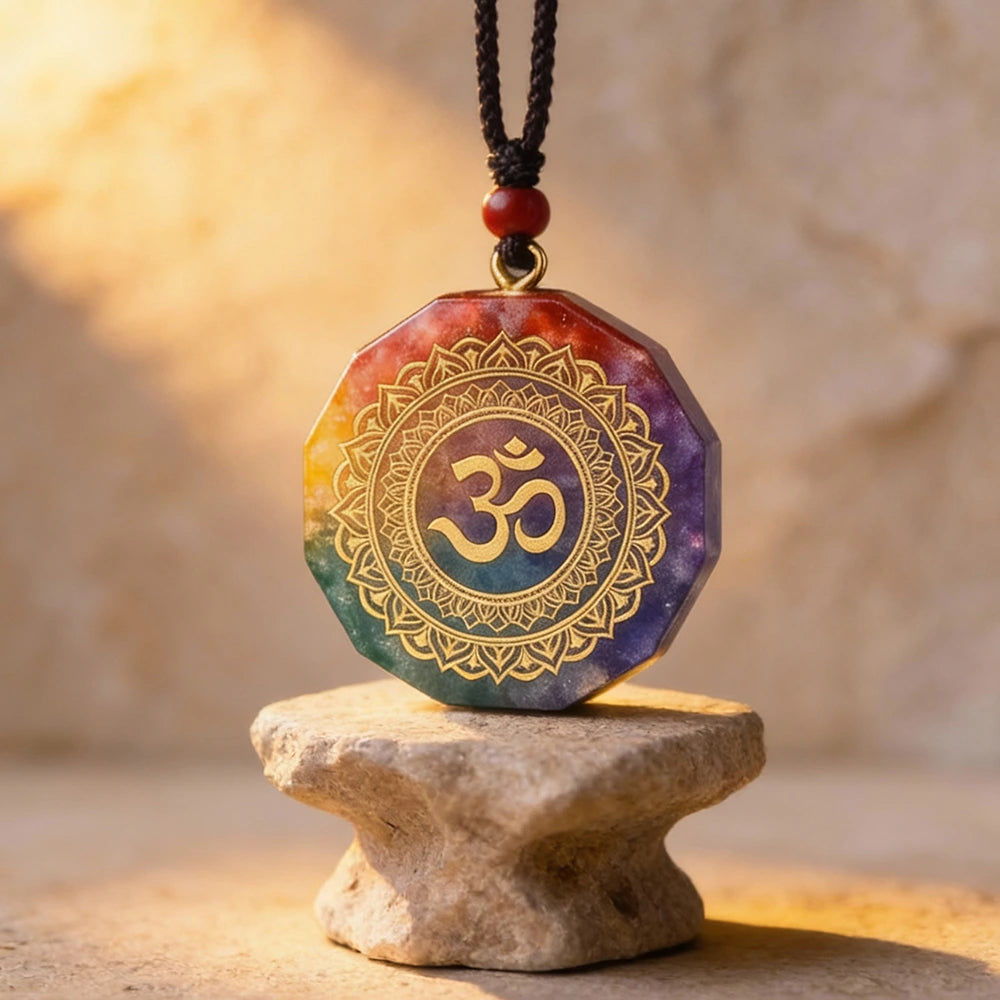 Pendentif Orgonite 7 Chakras Rond