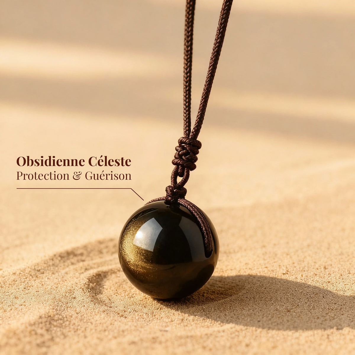 Pendentif "Sphère" en Obsidienne Céleste
