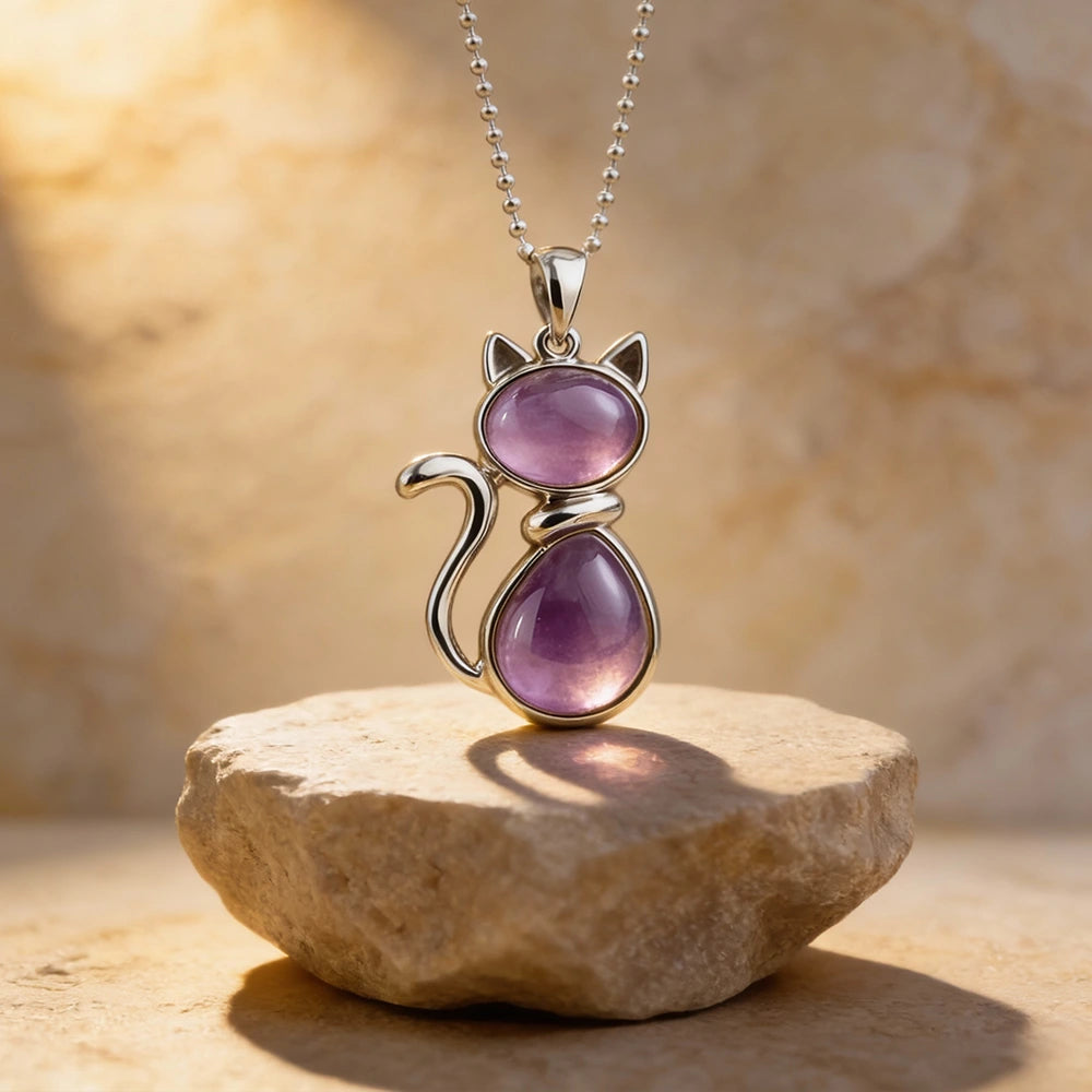 Pendentif Chat en Pierres Naturelles