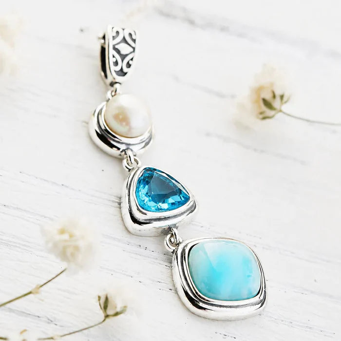 Collier Larimar Argent