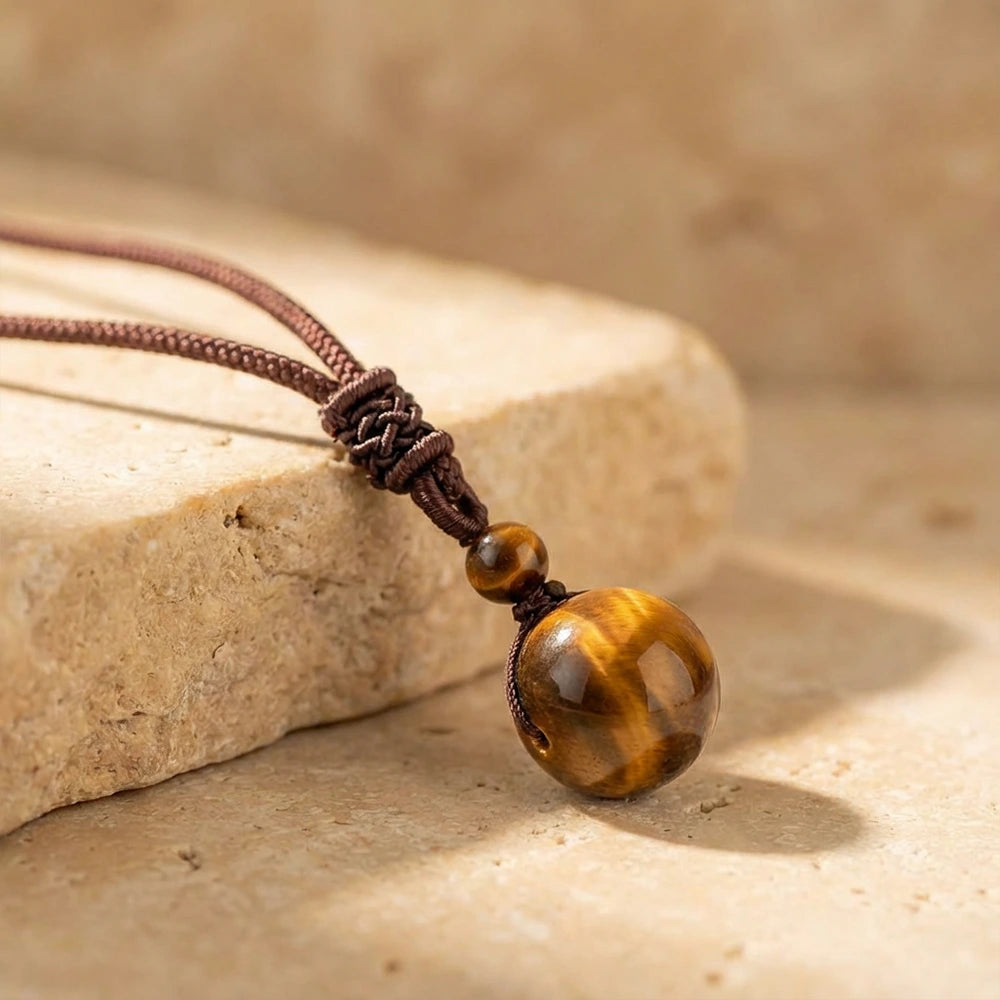 Pendentif "Boule de Protection" Oeil de Tigre