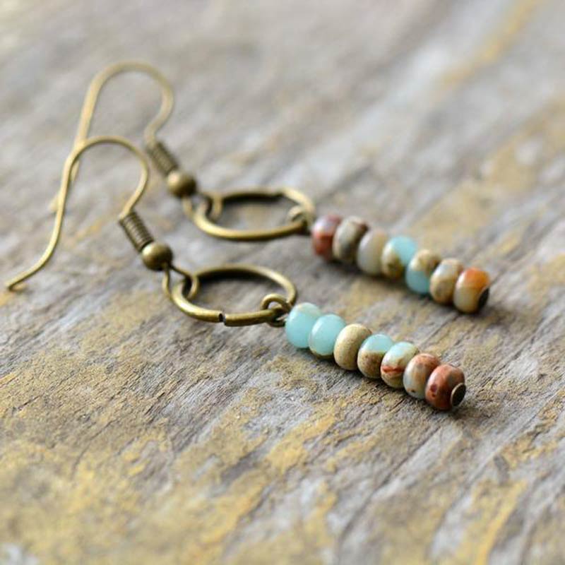 Boucles d&#39;oreilles en Amazonite &quot;Bohème&quot; - Boutique Namaste