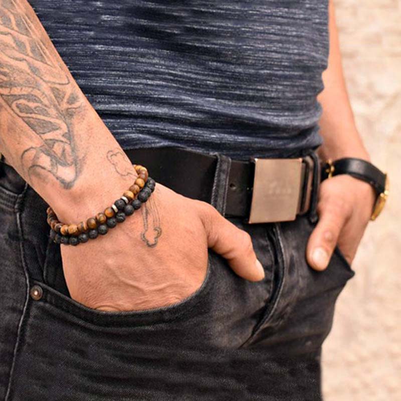 Bracelet en pierre de lave pour homme - Boutique Zen Style