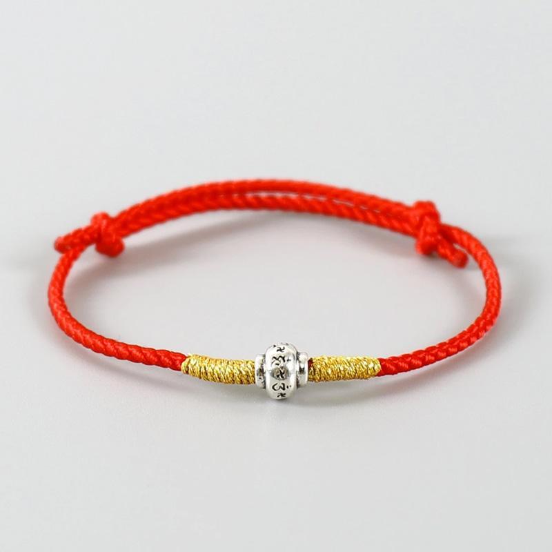 Bracelet Tibétain Mantra Om Rouge
