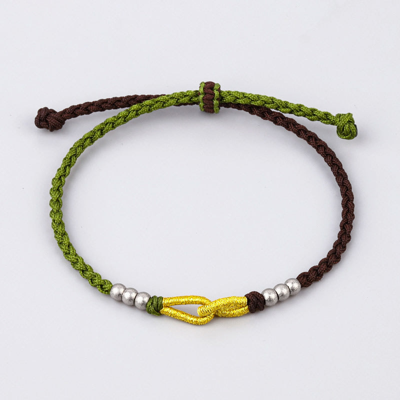Bracelet Tibétain Noeud Vert et Noir