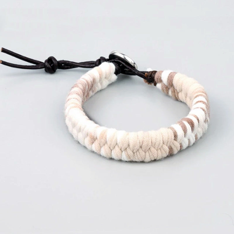 Bracelet Tibétain XXL Beige et Blanc
