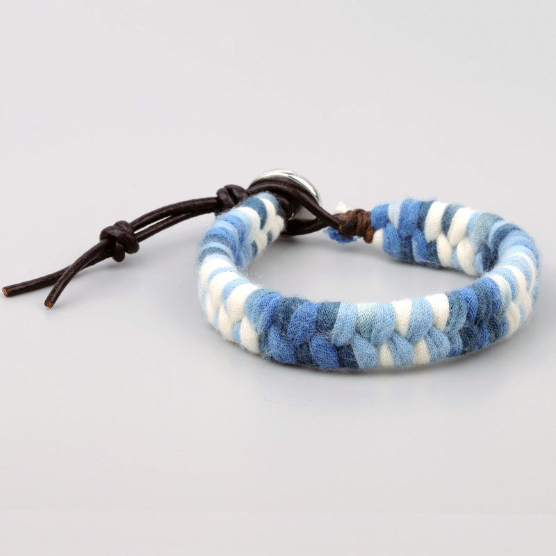 Bracelet Tibétain XXL Bleu et Blanc