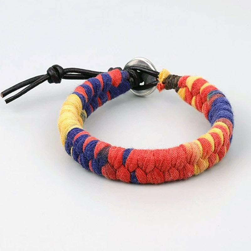 Bracelet Tibétain XXL Rouge et Bleu