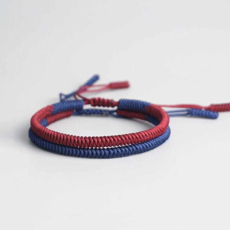 Double Bracelet Tibétain Rouge et Bleu