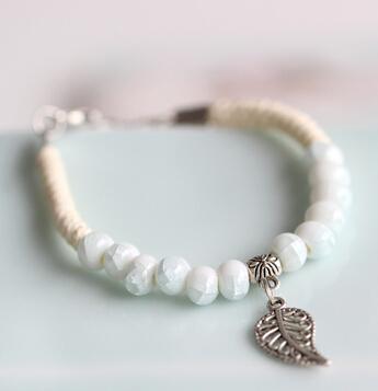 Bracelets pastels en cordelette tissée et perles de céramique - Boutique Namaste