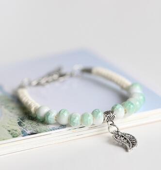 Bracelets pastels en cordelette tissée et perles de céramique - Boutique Namaste