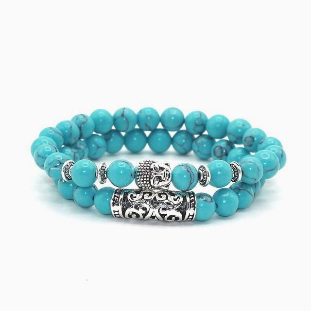 Bracelet en Turquoise et Tête de Buddha - Courage et Sagesse - Boutique Namaste