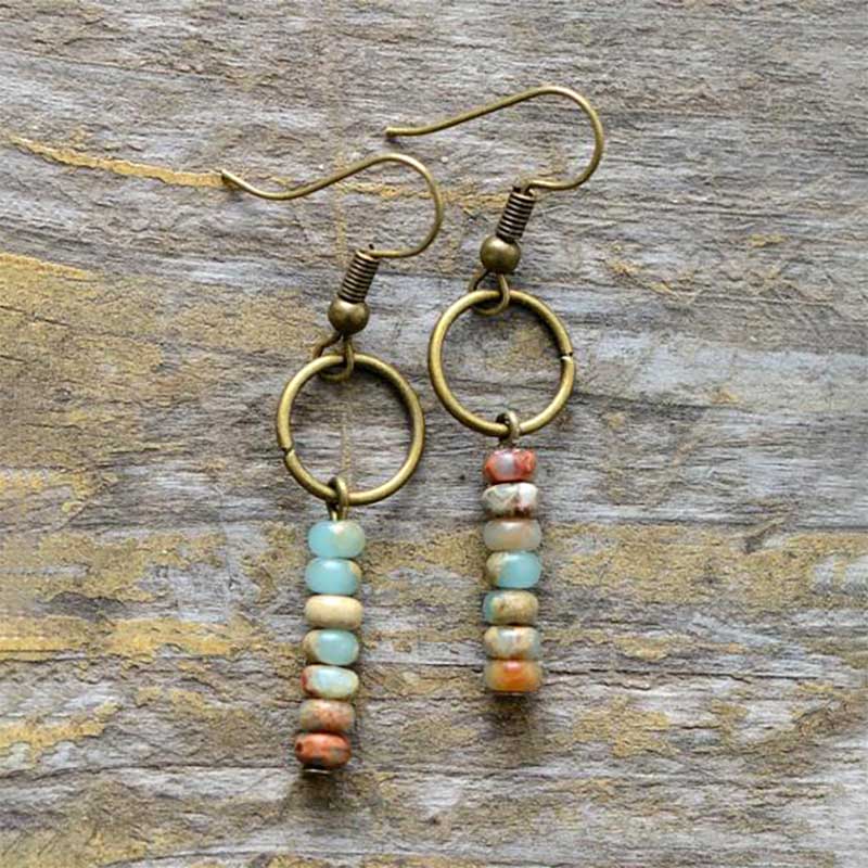 Boucles d&#39;oreilles en Amazonite &quot;Bohème&quot; - Boutique Namaste