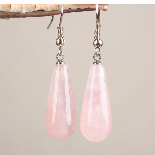 Boucles d'oreilles en Quartz Rose - Goutte d'eau - Boutique Namaste