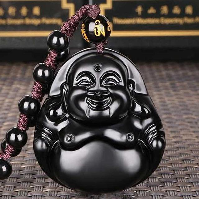 Collier en Obsidienne Noire - Bouddha Lâcher-prise - Boutique Namaste