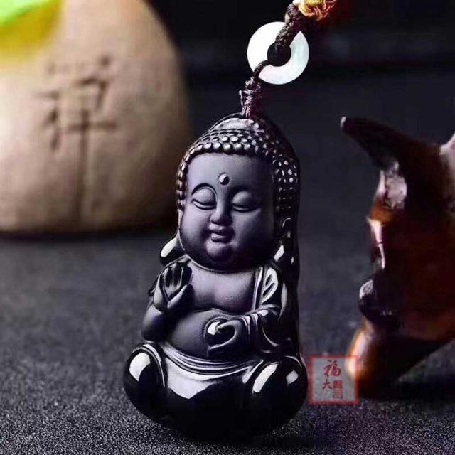 Collier en Obsidienne Noire - Bouddha Protection - Boutique Namaste